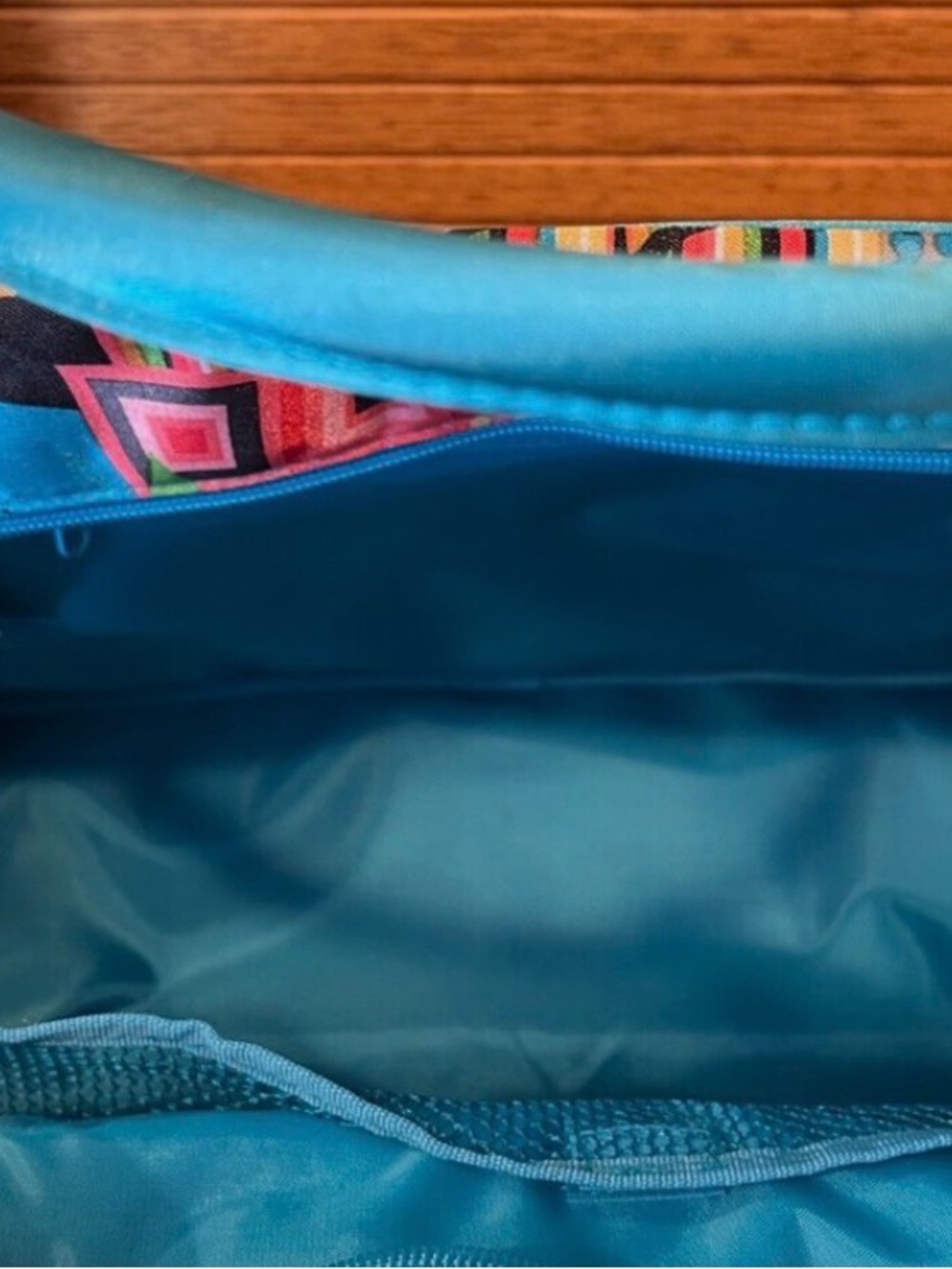 Home Interiors Colorful Teal Bag for Travel, Gym orWeekender Retro Pattern - Picture 9 of 11